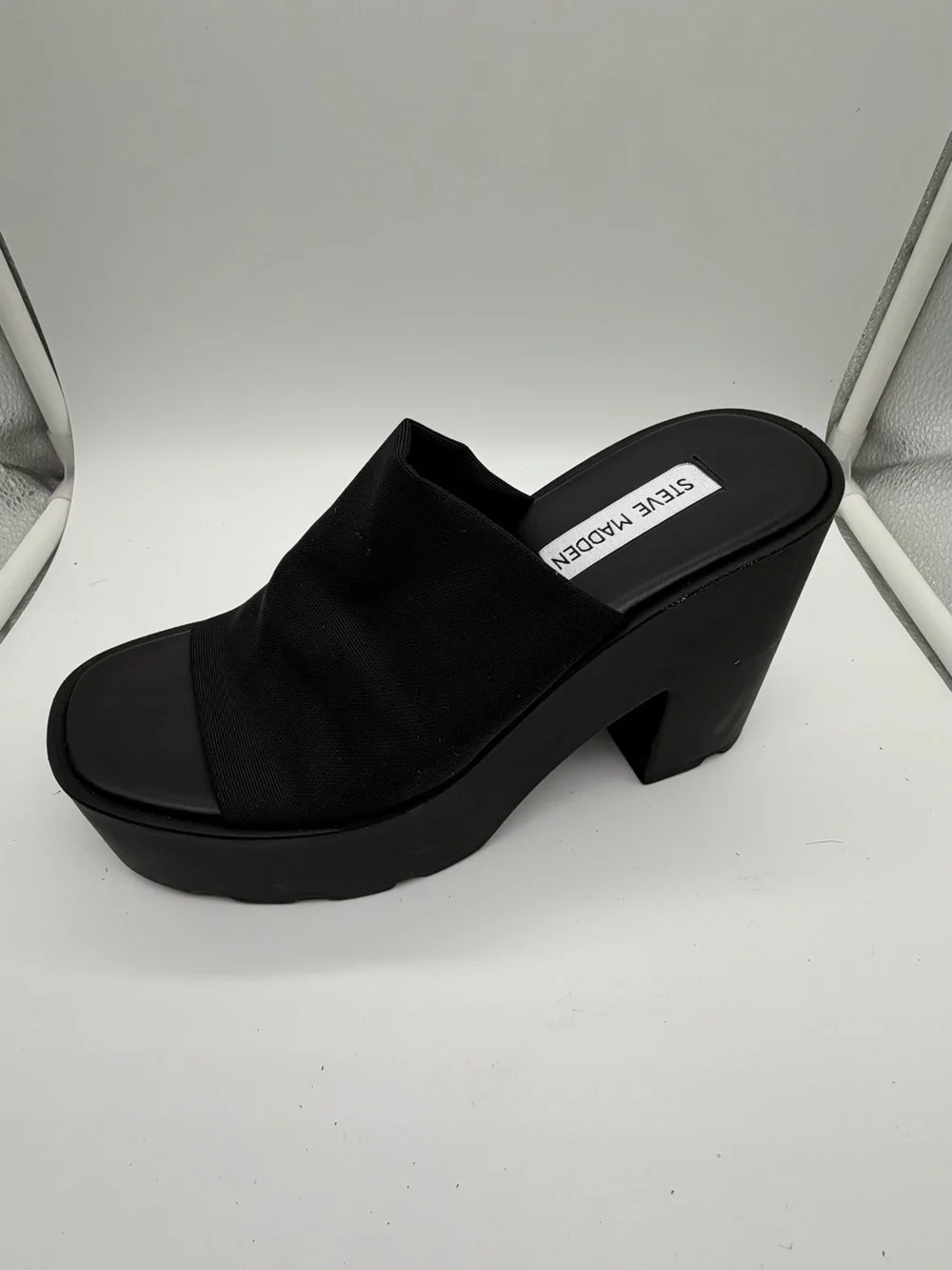 Steve Madden Black Chunky Platform Mule Heels
